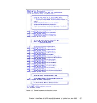 Chapter 9. Use Case 3: WICS using WBI Adapter for mySAP.com and JDBC 471
Figure 9-6 Queue manager configuration output
 