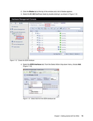 2. Click the Blades tab at the top of the window and a list of blades appears.
                 3. Select the B.1.08 DataPower blade by double-clicking it, as shown in Figure 1-12.




Figure 1-12 Create the IEDN interfaces

                 4. Select the IEDN Interfaces tab. From the Select Action drop-down menu, choose Add
                    (Figure 1-13).




                    Figure 1-13 Select Add from the IEDN Interfaces tab




                                                                     Chapter 1. Getting started with the XI50z   15
 
