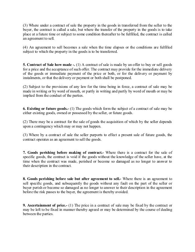 bare act sale of goods act 1930 act of sale form