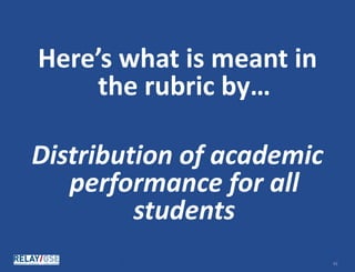 © Relay Graduate School of Education. All rights reserved. 4343
Here’s what is meant in
the rubric by…
Distribution of academic
performance for all
students
 