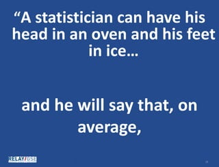 © Relay Graduate School of Education. All rights reserved. 2525
“A statistician can have his
head in an oven and his feet
in ice…
and he will say that, on
average,
 