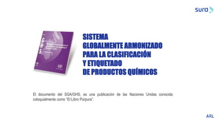 El documento del SGA/GHS, es una publicación de las Naciones Unidas conocida
coloquialmente como “El Libro Púrpura”.
SISTEMA
GLOBALMENTE ARMONIZADO
PARA LA CLASIFICACIÓN
Y ETIQUETADO
DE PRODUCTOS QUÍMICOS
 