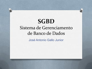 SGBD
Sistema de Gerenciamento
de Banco de Dados
José Antonio Gallo Junior

 