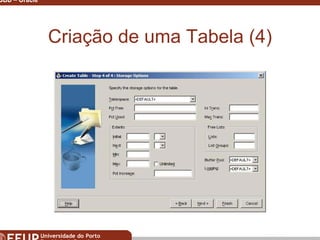 Miguel B. Gonçalves © 2003
SGBD – Oracle 19
Criação de uma Tabela (4)
 