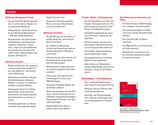 St. Gallen Business School 43
Themen
Marketing-Management-Trends
Das ganzheitliche Marketingsystem
des 21. Jahrhunderts: Digitales ver-
sus klassisches Marketing
Erfolgsfaktoren und Trends des mo-
dernen Marketing Managements
– B2B, B2C, Digital Marketing
Besonderheiten und Unterschiede
von Marketing- und Verkaufskon-
zeptionen im Konsum-, Investi-
tions-, High Tech-und Handelsmar-
keting jeweils für das eigene Ge-
schäft nutzen: «Digital Native» oder
Digitaler «Immigrant»?
Marketing-Analysen
Marketing Research: Den Zugang zu
rentablen potentiellen Kunden ﬁn-
den dank Bedürfnis- und Kunden-
nutzen-Monitoring
Marktgrössen bestimmen: Warum
die Bestimmung des relevanten
Marktes so wichtig ist; Kundenren-
tabilität in digitalen Märkten
Ausgangspositionen für künftige
Markterfolge: Branchenwettbe-
werbsmuster und Reaktionsproﬁle
der Konkurrenten zum voraus er-
kennen
Innovationspotentiale und Wachs-
tumsfelder dank digitalem Denken
Digital Customer Care
Analyse der Vermarktungsstärke:
Wie gut ist unsere Marktbearbei-
tung aus Kundensicht?
Marketing-Strategien
Die Überführung von Strategien in
griffige Marketing- und Verkaufs-
pläne, Pitch Desks
Die Toolbox des Marketings:
Technik und Verwendung moderner
Portfolio-Methodik in Marketing
und Verkauf
Fokussierung des Unternehmens auf
Kernkompetenzen, Endprodukte
oder Dienstleistungen?
Marktgerechtere Organisationsfor-
men dank Strategischen Geschäfts-
einheiten?
Erfahrungen und empirische Ge-
setzmässigkeiten nutzen: Das
PIMS-Paradigma
Strategien für globale Märkte, Aus-
landmärkte aufbauen
Marketing-Strategien auf dem Prüf-
stand: Guerilla-Strategien für Ein-
zelkämpfer, Kooperationsstrategien,
Flankenangriffe, Nischen- und Spe-
zialistenkonzepte
Digitales Marketing: Gewinn-
chancen dank Social Media?
Produkt-, Markt–  Absatzkonzept
Von der Produktidee zum Cash Cow
Produkt: Führungsverhalten für Pro-
duktentwicklung, Optionen für die
Phasen im Produktlebenszyklus
Produktleistungsgestaltung: Varia-
tion, Elimination, Trading Up, Tra-
ding Down
Positive Customer Journey durch
überzeugende Markenkommunika-
tion mit begeisternden Erlebnissen
Social Media: Markenmoderation
und multiplizierbare Inhalte
Zielgruppenmarketing: So werden
Märkte richtig segmentiert
Wann lohnen sich Marktanteils-
kämpfe? Marktaufbau und Eintritts-
strategien, Timing für den Markt-
austritt
Marketingplan – Verkaufsplanung
Preis- und Konditionenmanage-
ment: Value Pricing, Digital-Pricing
Werbung: Planung effektiver Kom-
munikationsprogramme
Vertriebs- und Verkaufsmanage-
ment: Wahl der Absatzwege, Kauf-
entscheidungsprozesse, Standort-
wahl
Quantiﬁzierung von Konzepten und
Plänen
Die Überführung von Marketingplä-
nen in Budgets und Aktionspläne
Die Controllingaufgaben im Marke-
ting: Einige wenige ﬁnanzielle Daten
genügen
Das ﬁnanzielle ABC für Marke-
ting-Proﬁs
Die Möglichkeiten zur Verbesserung
der Gewinnposition
Kalkulationen, Investitionen und
Wirtschaftlichkeitsberechnungen:
Die besten Strategien
ST.GALLER
BUSINESS BOOKS  TOOLS
GENERAL MANAGEMENT SERIES
Vermarktung und Investition
in der Gesundheitsbranche
Beiträge von Ricarda Cramer und Jörg Genstorfer
Christian Abegglen
Herausgeber
Publikationsreihe
Ganzheitliches Management
in der Praxis
Ausgewählte Diplomarbeiten der St.Galler Business School
Band 21/2016
ChristianAbegglenVermarktungundInvestitioninderGesundheitsbranche·Band21
ST.GALLER
BUSINESS BOOKS  TOOLS
GENERAL MANAGEMENT SERIES
EDITIONGENERALMANAGEMENTSERIES
21
Band 21: Vermarktung und Investition
in der Gesundheitsbranche
Die Umsatz- und Gewinnentwicklung eines Medizinproduktes und wie
diese mit den Marketingmassnahmen vor und nach der Markteinfüh-
rung zu begründen sind, beschreibt Band 21 in seinem ersten Beitrag
«10 Jahre Vermarktung des Parkinson-Pﬂasters Neupro®: Ein kriti-
scher Review»: Der spannende Lebenslauf eines Produktes, dem man
trotz gravierender, anfänglicher Fehler in einem streng regulierten
Markt immer noch beachtliche Gewinnzuwächse prognostiziert, praxis-
nah skizziert mittels einfacher wie efﬁzienter Tools und - schlicht und
ergreifend - nüchtern Bilanz gezogen von Ricarda Cramer.
Danach porträtiert Jörg Genstorfer die veränderte Situation im Spital-
wesen mit seiner Arbeit «Investitionsmanagement in einem Schweizer
Spital des 21. Jahrhunderts - Vom Einzelkämpfer zum Mitverant-
wortlichen des Gesamtunternehmens», die veranschaulicht, welche
intrinsischen und extrinsischen Einﬂussfaktoren auf Investitionen und
Investi-tionsentscheide im Spital wirken, wie sich diese ﬁnanzieren, wie
sich der Investitionsprozess in Vorbereitung und Durchführung gestal-
tet, welche praktikablen Investitionsrecheverfahren auch für Control-
ling-Laien zur Verfügung stehen und welche Rolle Mediziner in diesem
Prozess mehr denn je spielen müssen, obwohl ihnen diese Rolle schon
aufgrund ihrer Sozialisation schwerfällt, da sie aus ihrem Berufsethos
heraus stets die beste Versorgung für Ihre Patienten wünschen und die
ﬁnanzielle Machbarkeit bisher eher im Hintergrund stand.
Simone Bliem, Wolfgang Blender:
Vermarktung und Innovation (Band 21, 2017)
St.Galler Business Books  Tools
 