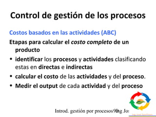 Introd. gestión por procesos ing Jose Szarfman90
Control de gestión de los procesos
Costos basados en las actividades (ABC...