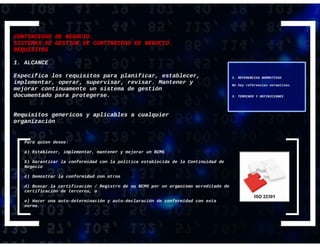 SISTEMAS DE GETION DE CONTINUIDAD DEL NEGOCIO ISO 22301 | PDF