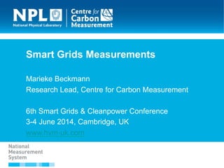 Smart Grids Measurements
Marieke Beckmann
Research Lead, Centre for Carbon Measurement
6th Smart Grids & Cleanpower Conference
3-4 June 2014, Cambridge, UK
www.hvm-uk.com
 