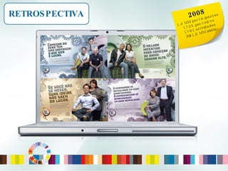 2008 1,4 MM participantes 1735 parceiros 1781 atividades R$1,5 MM mídia RETROSPECTIVA 