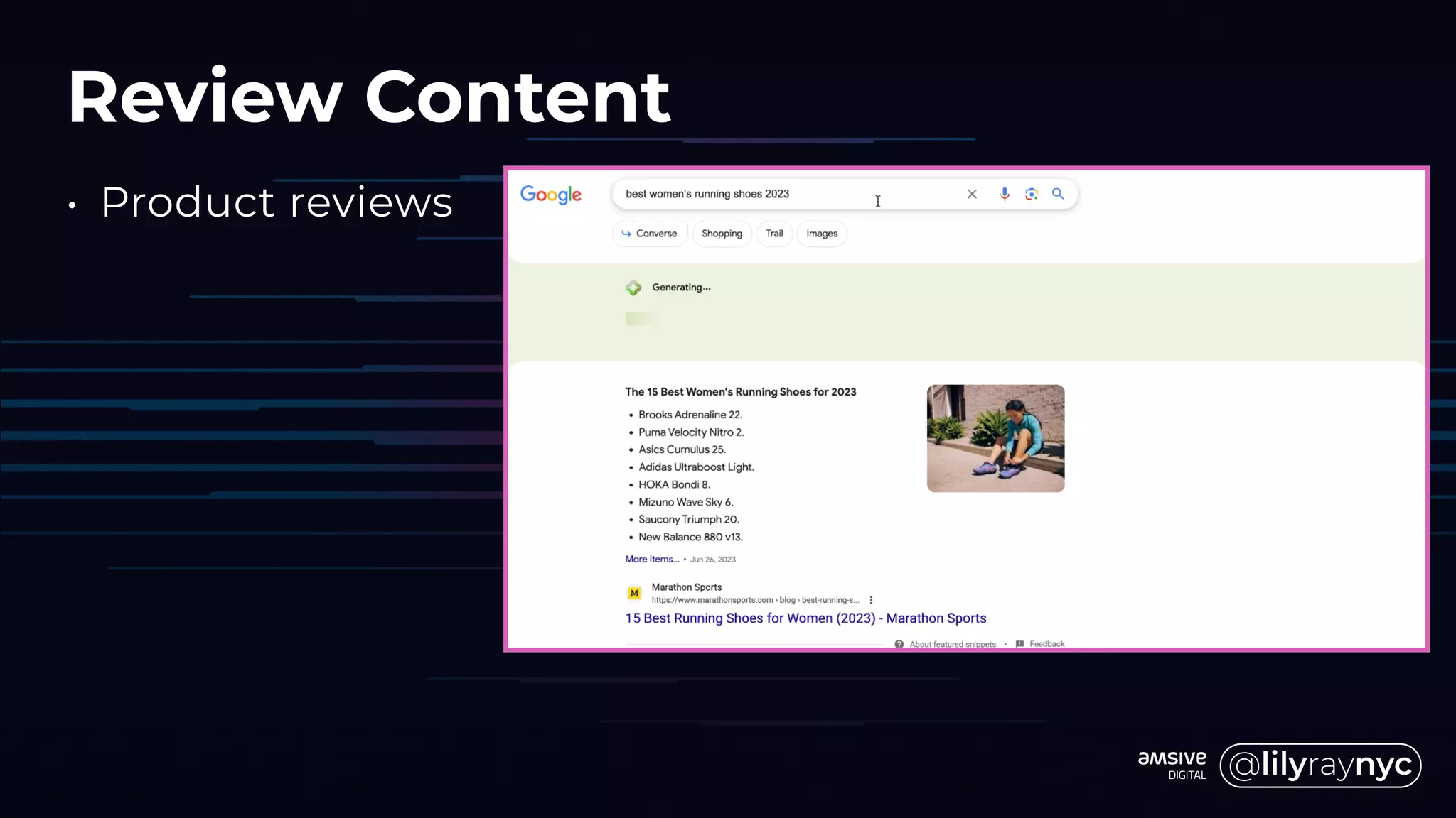 Review Content
• Product reviews
 