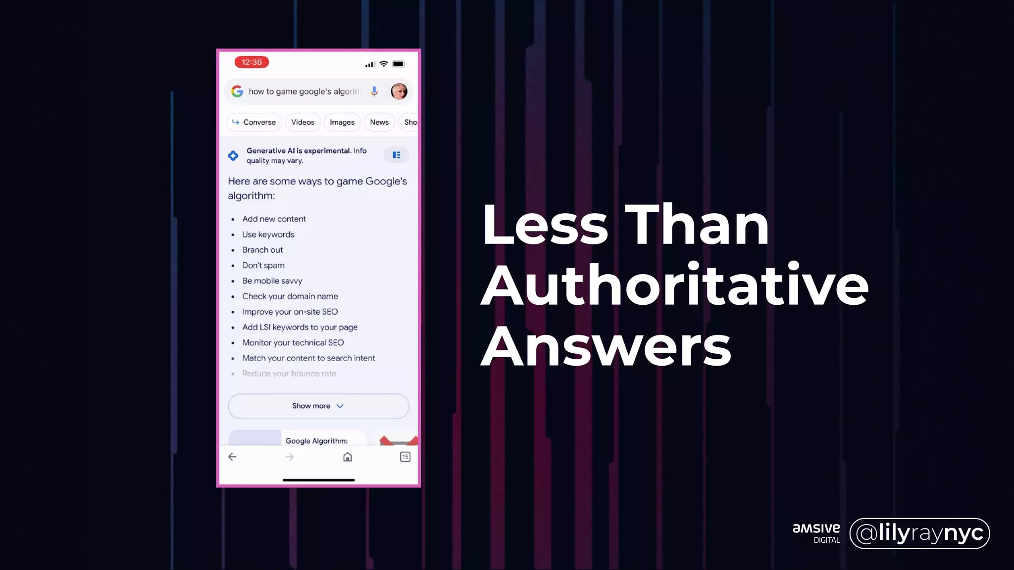 Less Than
Authoritative
Answers
 