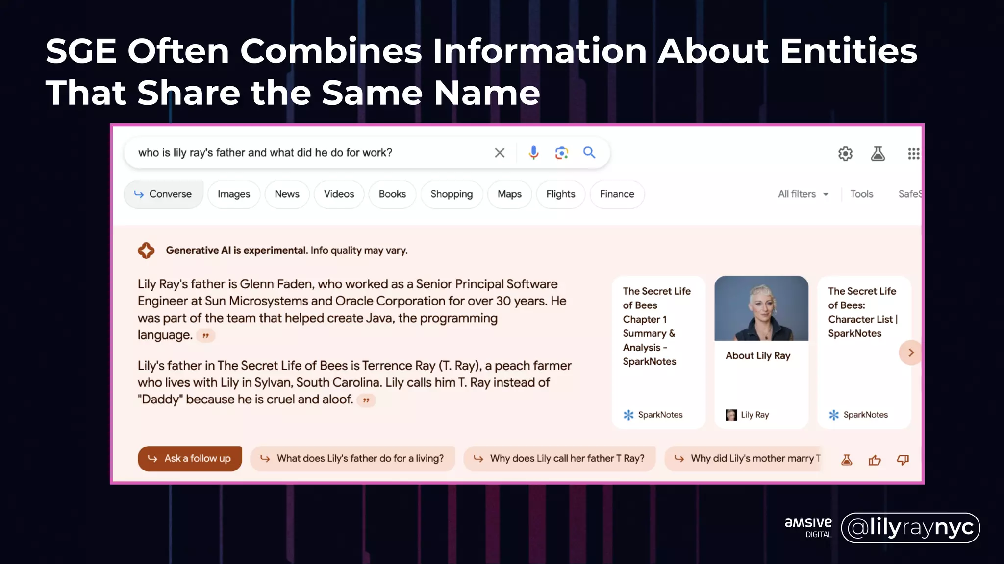 SGE Often Combines Information About Entities
That Share the Same Name
 