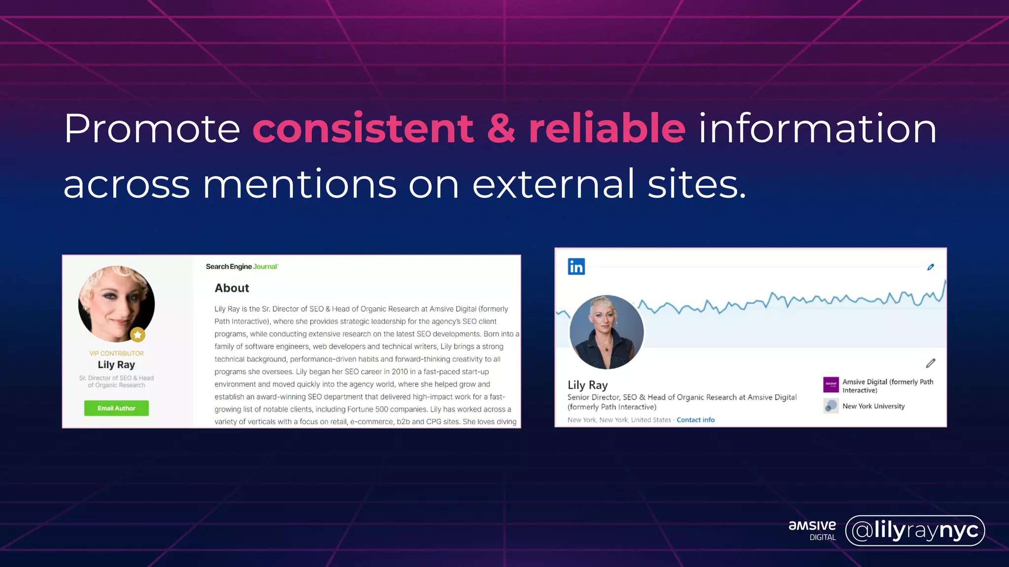 Promote consistent & reliable information
across mentions on external sites.
 