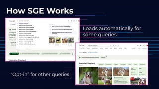 How SGE Works
Loads automatically for
some queries
“Opt-in” for other queries
 