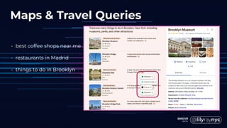 • best coffee shops near me
• restaurants in Madrid
• things to do in Brooklyn
Maps & Travel Queries
 