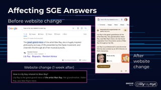 Affecting SGE Answers
Before website change
After
website
change
Website change (1 week after)
 