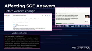 Affecting SGE Answers
Before website change
2 weeks after website change
Website change
 