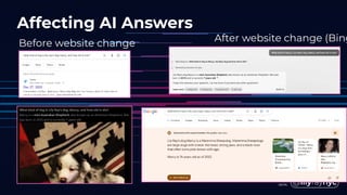 Affecting AI Answers
Before website change
After website change (Bing
 