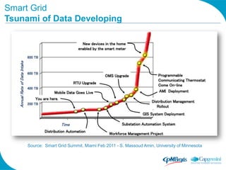 Smart Grid
Tsunami of Data Developing




     Source: Smart Grid Summit, Miami Feb 2011 - S. Massoud Amin, University of Minnesota



                                                                               Source: Univ of Mn
 