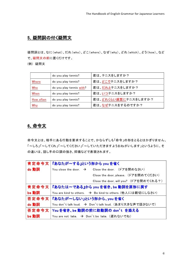 The Handbook Of English Grammar For Japanese Learners