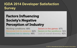 IGDA 2014 Developer Satisfaction
Survey
© 2014, International Game Developers Association
 