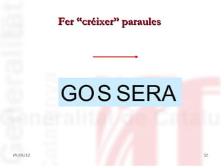 Fer “créixer” paraules




           GOS SET A
             SSA
               SERA

09/05/12                            32
 