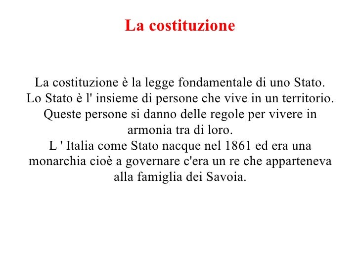La Costituzione italiana La Costituzione italiana