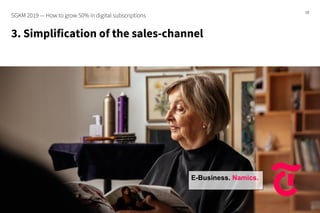 3. Simplification of the sales-channel
18
SGKM 2019 — How to grow 50% in digital subscriptions
E-Business. Namics.
 