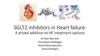 SGLT2 inhibitors in Heart failure:
A prized addition to HF treatment options
Dr Chan Wan Xian
Consultant Cardiologist
Heart Failure Specialist
Echocardiologist
 
