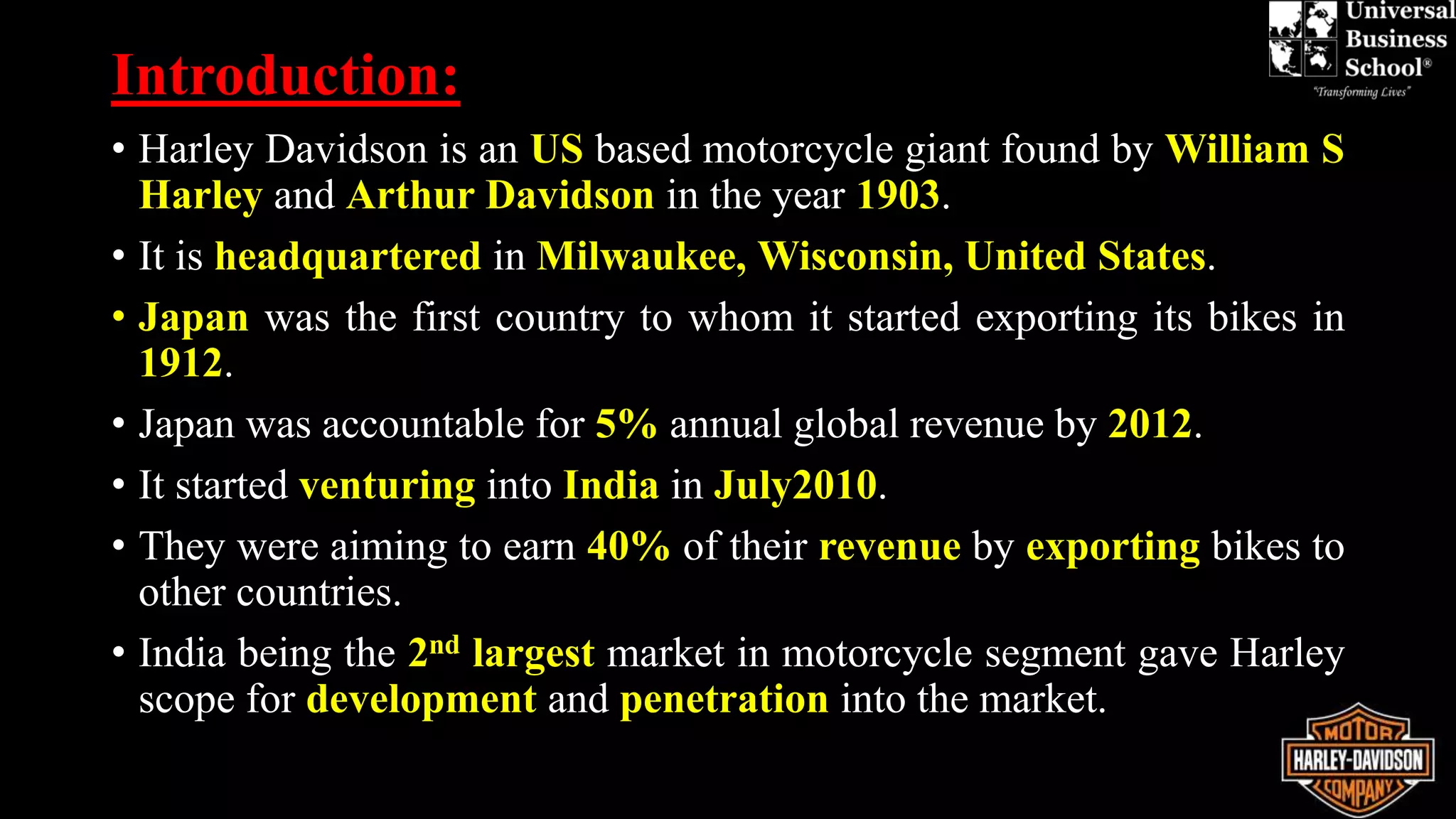 Harley Davidson in India | PPTX
