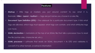 Sgml Tagging Example Standard Generalised Markup Language - SGML.pptx