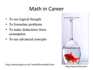 What makes Math hard to learn?“Students are being led to think that they dislike math when they actually just dislike whatever it is that they're being taught in math classes.” Phil SungChildrenCaused by starting with practiceAnd started by a bunch of skills called ArithmeticE.g. a traditional teacher would say “Your answer is right but your method was wrong: you should add the two 5’s to make a 10; then write down the 0 and carry the 1, and then add it to the other two 1’s.”http://web.media.mit.edu/