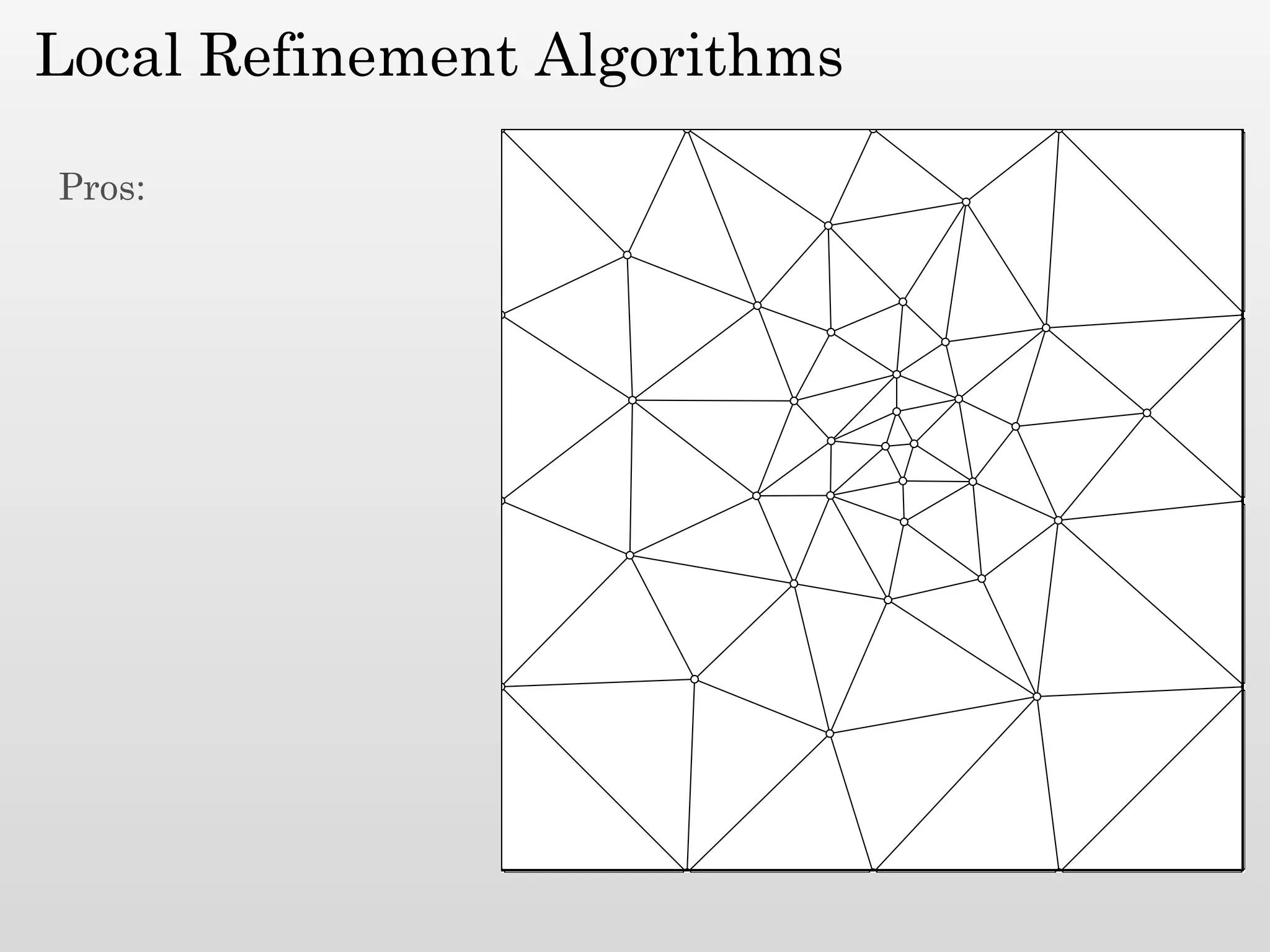 Local Refinement Algorithms

Pros:
 