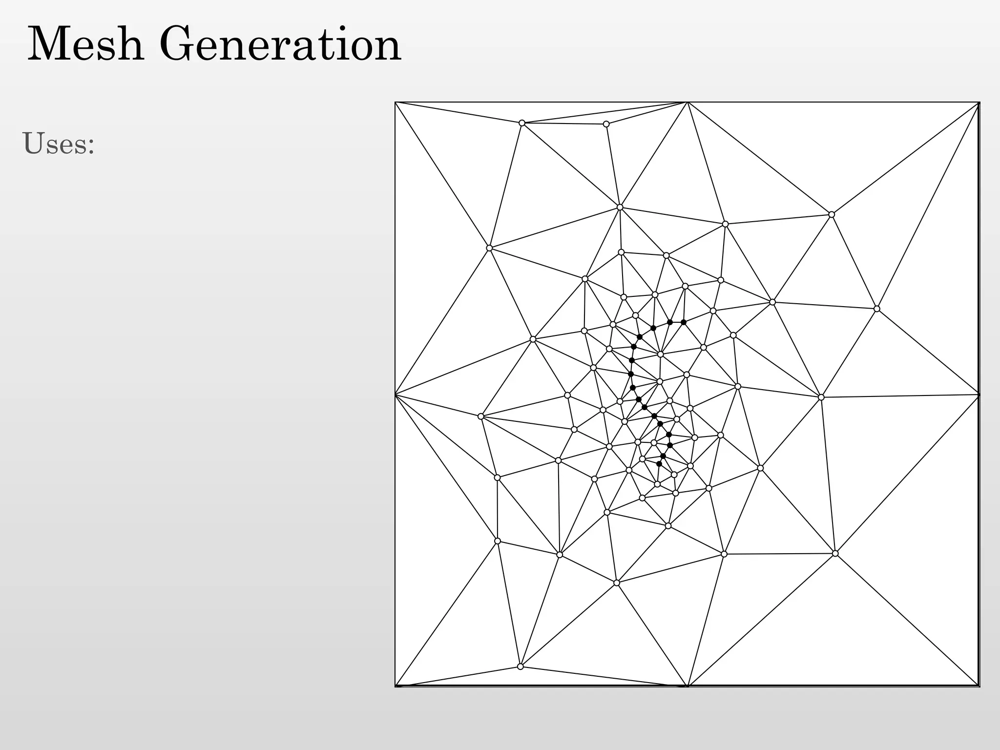 Mesh Generation

Uses:
 