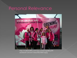 Personal Relevancehttp://walkers4life.com/wp-content/gallery/09-sd-breast-cancer-3-day/DSCN0016.jpg