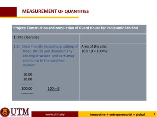 Project Quantities Sgp4813 measurement of quantities | PPTX