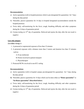 Sgpgi quarantine recommendation for health care workers (hc ws) | PDF ...
