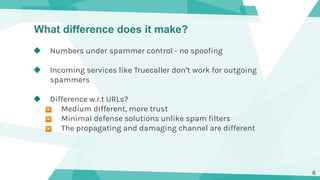 What difference does it make?
◆ Numbers under spammer control - no spoofing
◆ Incoming services like Truecaller don’t work...