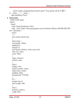 Student Grade Prediction System using ML - Report | PDF