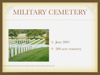 MILITARY CEMETERY



                                                                                                                        June 2001
                                                                                                                        200 acre cemetery



http://www.destination360.com/north-america/us/washington-dc/images/s/washington-dc-arlington-national-cemetery-s.jpg
 