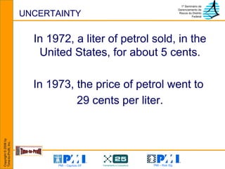 UNCERTAINTY In 1972, a liter of petrol sold, in the United States, for about 5 cents. In 1973, the price of petrol went to  29 cents per liter. 
