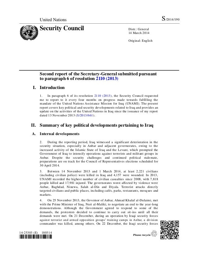 security council report IRAQ