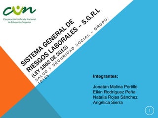 Integrantes: 
Jonatan Molina Portillo 
Elkin Rodríguez Peña 
Natalia Rojas Sánchez 
Angélica Sierra 
1 
 