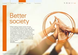 “
While building a better society through
our Sustainability Solutions (see page 16),
we are also empowering equality, wel...