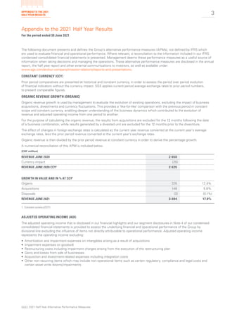 APPENDIX TO THE 2021
HALF YEAR RESULTS 3
SGS | 2021 Half Year Alternative Performance Measures
The following document pres...