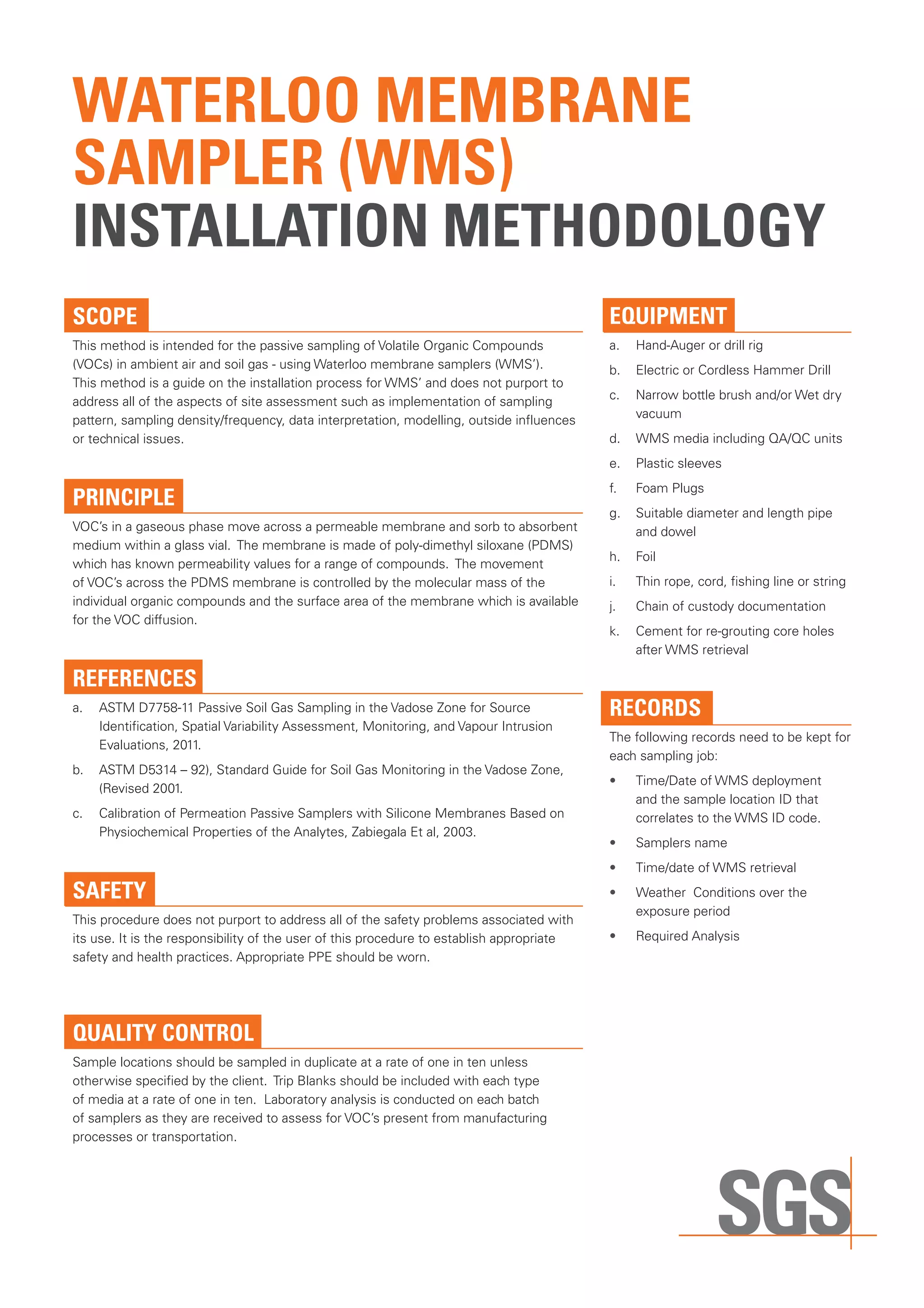 Waterloo Membrane Sampler Installation Methodology | PDF