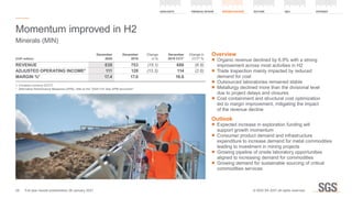 Overview
■
■ Organic revenue declined by 6.9% with a strong
improvement across most activities in H2
■
■ Trade Inspection ...