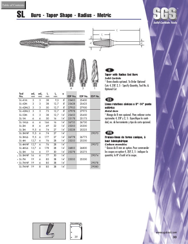 SGS Tool Company 25275 SL-5M Carbide Bur 5//8 Diameter 6mm Shank Diameter