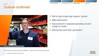 Outlook confirmed
Mid to high single-digit organic1 growth
M&A relaunched
Improvement in adjusted operating income1
margin on sales
Strong free cash flow1 generation
16 Q1 2024 Sales update | 26 April 2024
Industries & Environment Warehouse, USA
Q1 2024 highlights Q1 2024 sales review Outlook 2024 Appendix
1
Please refer to Alternative Performance Measures – Appendix to the Q1 2024 sales update.
 