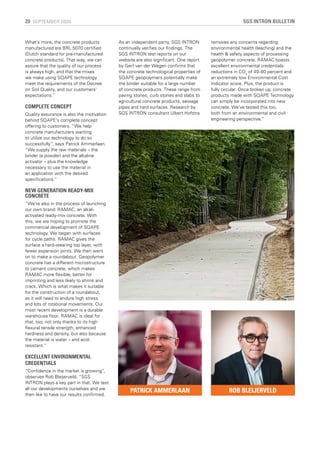 SGS INTRON BULLETIN20 SEPTEMBER 2020
What’s more, the concrete products
manufactured are BRL 5070 certified
(Dutch standar...
